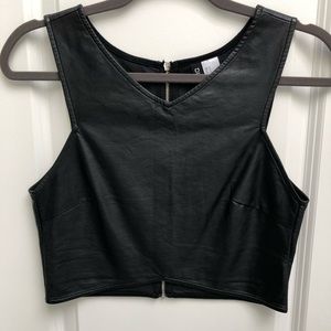 Zara faux leather crop top with back zipper